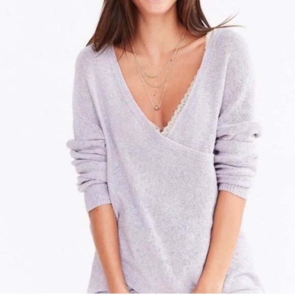Urban Outfitters Kimchi Blue Ballet Crisscross Faux Wrap Cottagecore Sweater-S - Picture 1 of 11